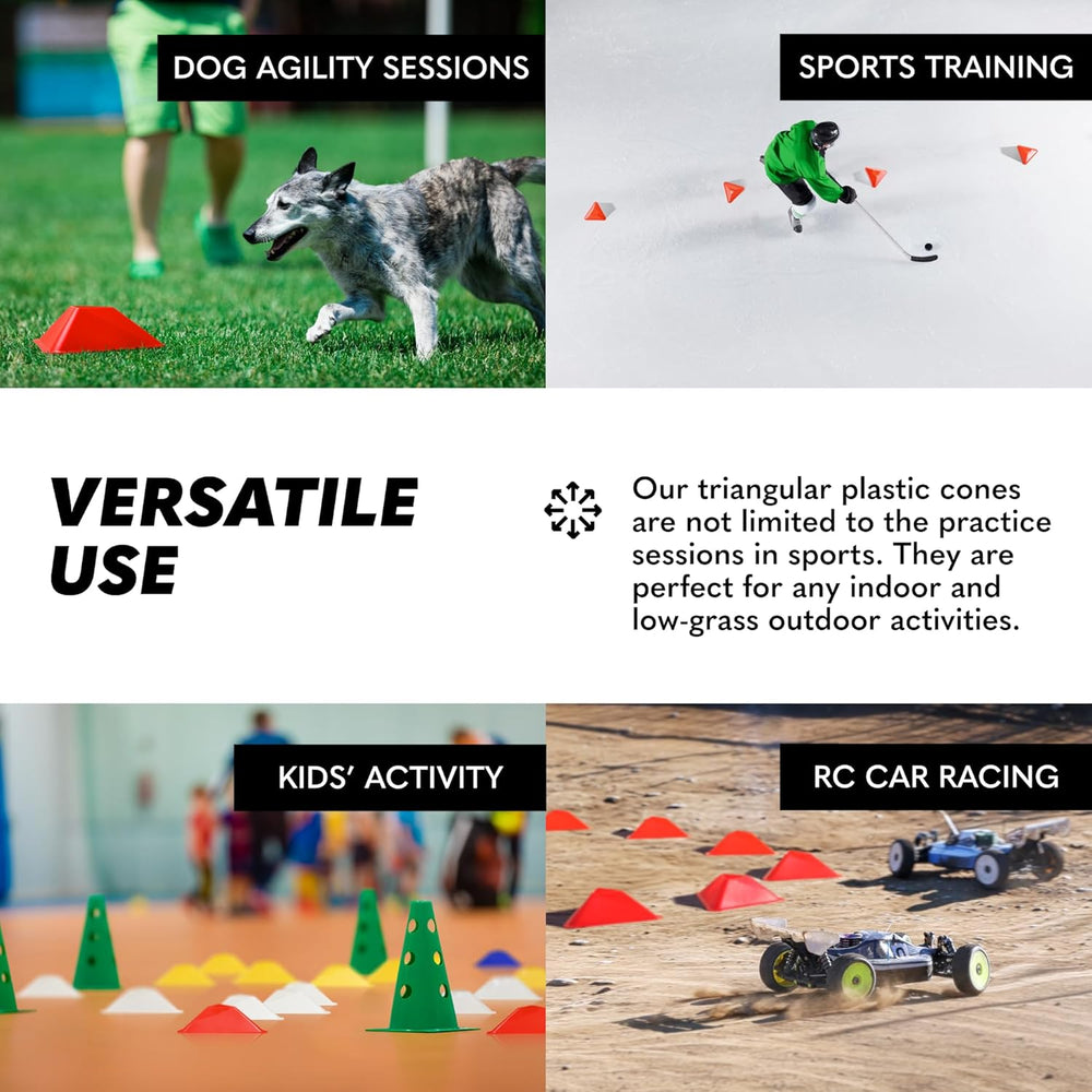 GSI triangle soccer cones 40 pack, high visibility agility cones