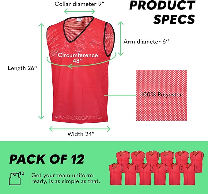 GSI red mesh scrimmage pinnies for soccer and basketball