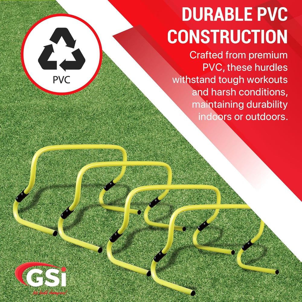 GSI Dual Height Agility Hurdles 6 & 12 Inch | Adjustable Speed Hurdles | 6 Pack