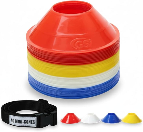 GSI Mini Soccer Cones | 5 Inch Agility Disc Cones with Carry Strap